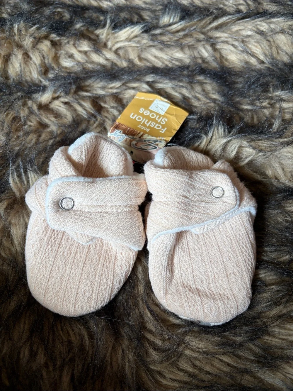 Baby Fashion Shoes Peach Terry Cloth Baby Booties Size 0-6 months